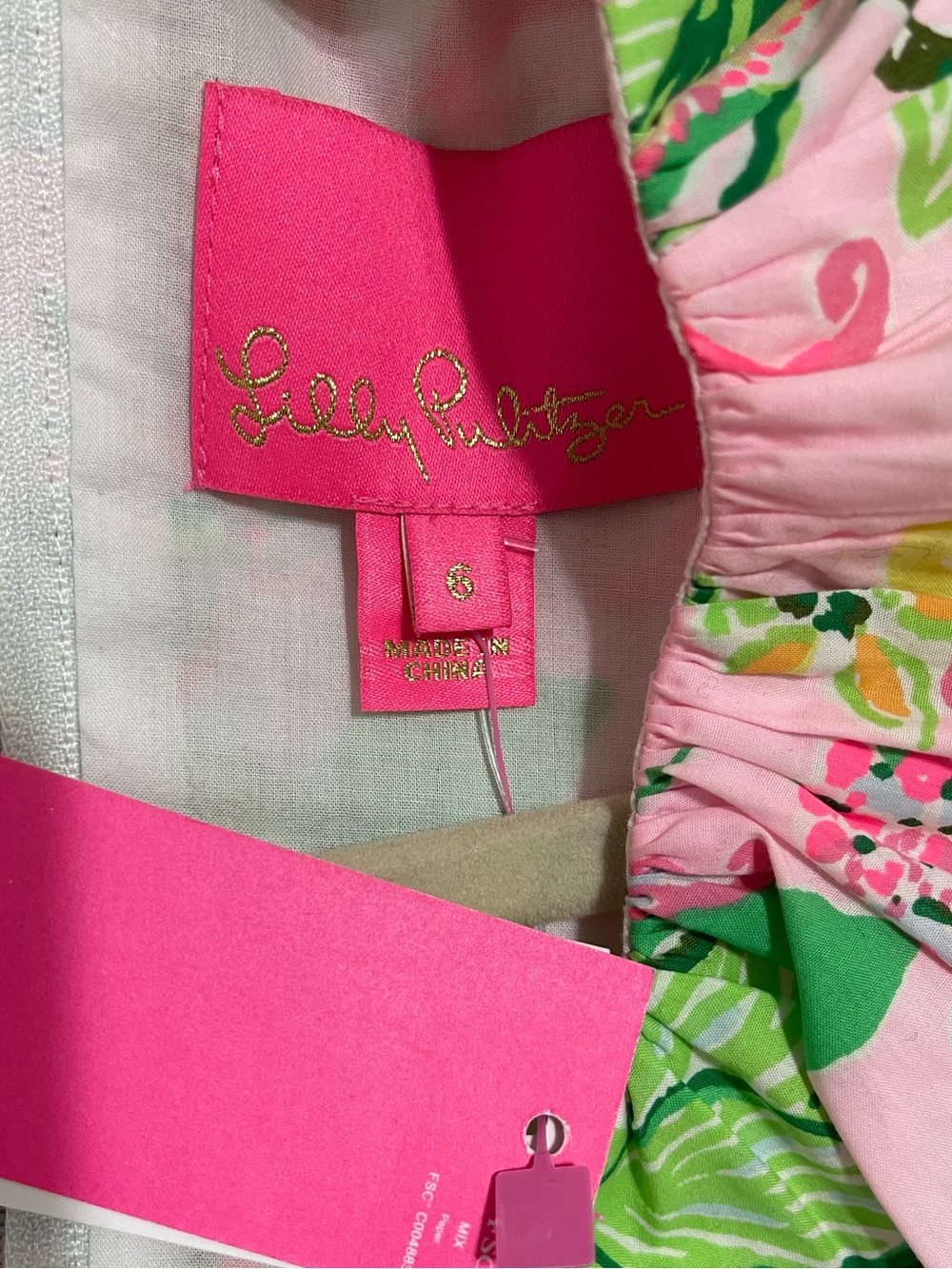 NWT Lilly Pulitzer Pink Floral Print Balloon sleeve A-line mini midi dress 6 - Picture 2 of 11